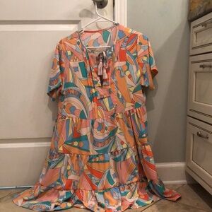 Abstract Multicolor Boho Dress